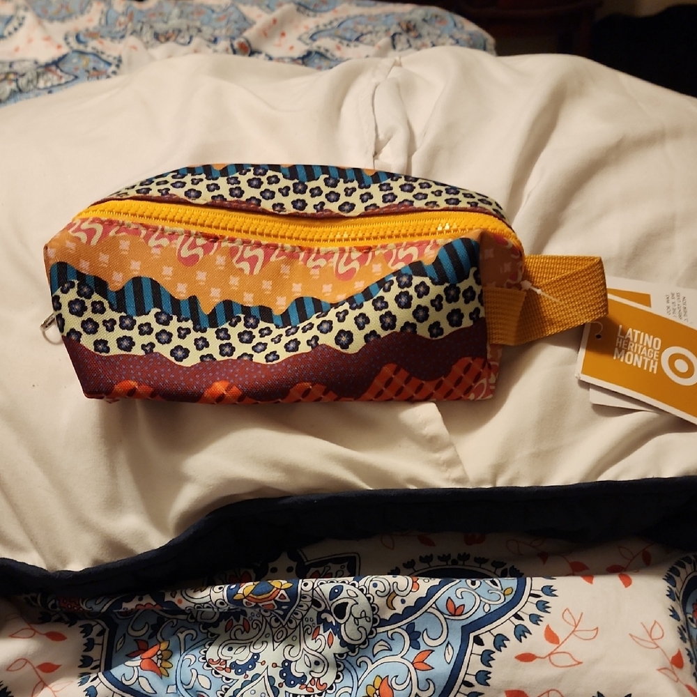Target Yellow and Blue Cosmetic Bag with Zipper Closure